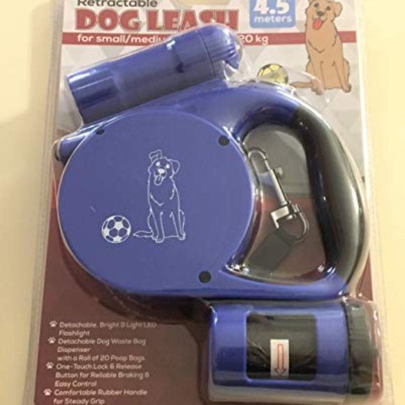 Retractable dog leash with LED flashlight & waste bag dispenser - Picture 5 of 7
